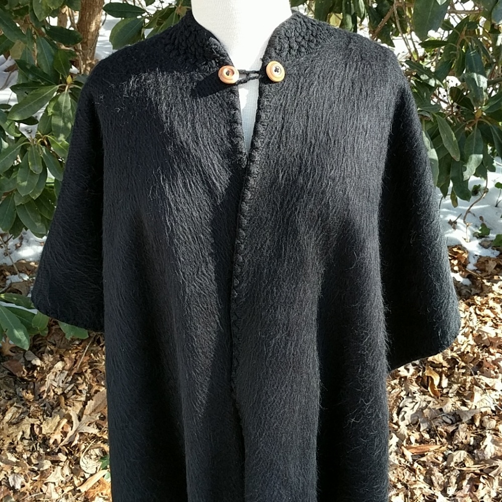 Black Wool Cape/Poncho